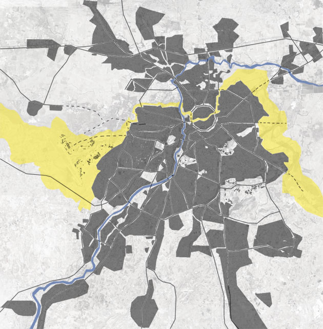 Carte de l'agglomération de Nicosie aujourd'hui